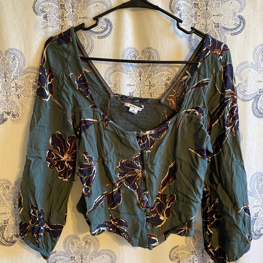O’Neill Green Floral Festival Gypsy Crop Top